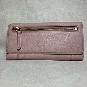 Fossil Pebbled Leather Pink Wallet